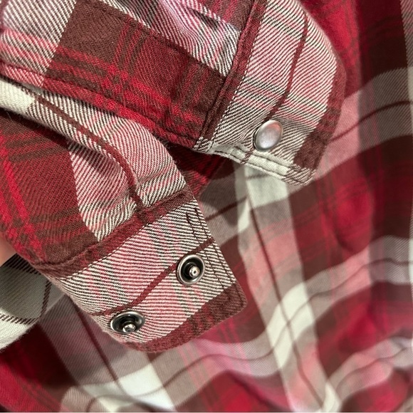 Duluth Trading Co Red Plaid Flannel Popover Long Sleeve Button Tunic Size Small - Picture 4 of 7